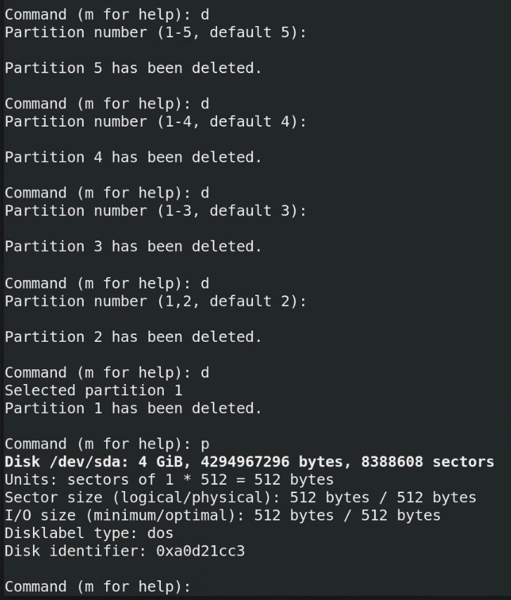 Deleting partitions