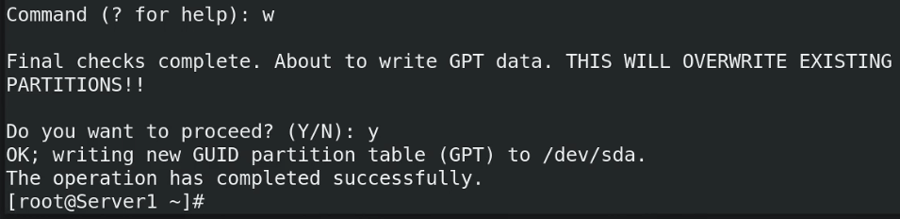 saving partition information