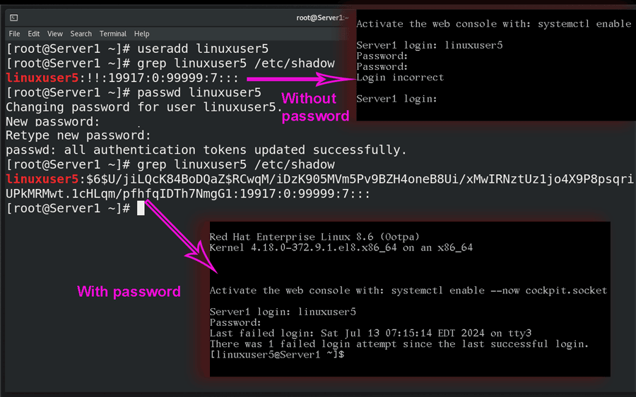 creating user password
