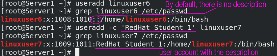 adding a user with a description
