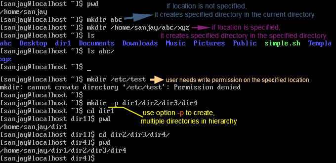 mkdir command